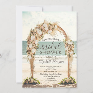 Beach Wedding Arbor Roses Bridal Shower Invitation
