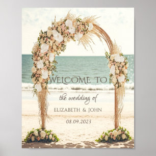 Beach Wedding Arbor Roses Poster