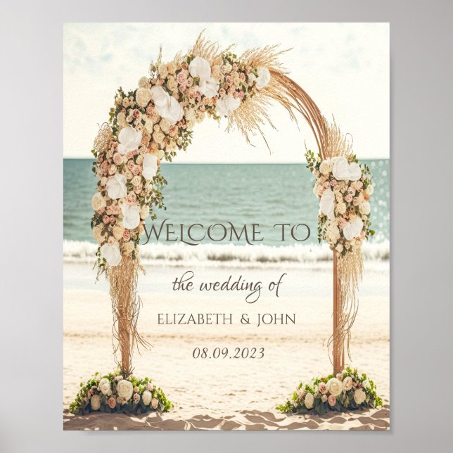 Beach Wedding Arbor Roses Poster (Front)