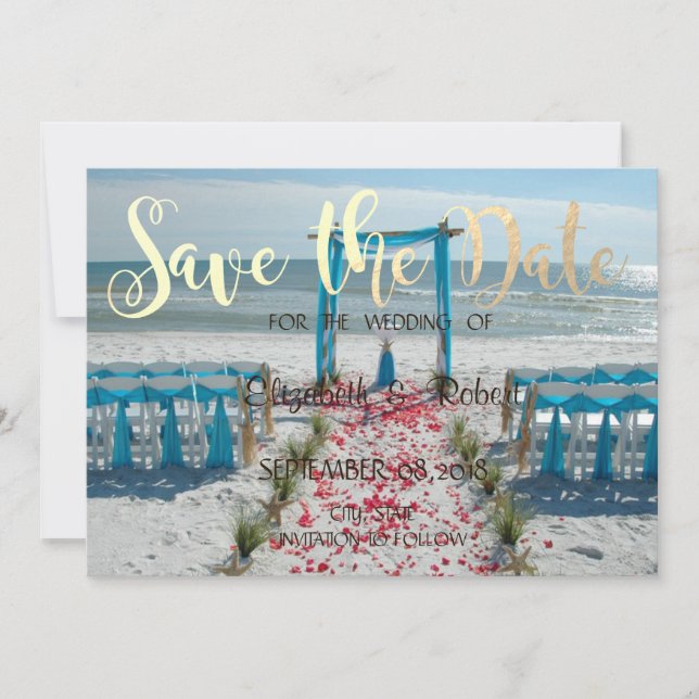 Beach Wedding Arbor  Save The Date (Front)