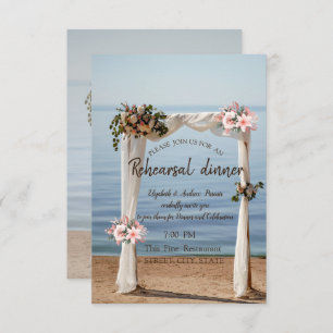 Beach Wedding Arch Floral Rehearsal Dinner Invitation