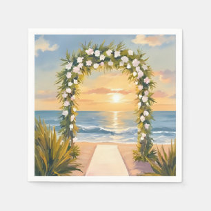 Beach Wedding Arch Floral Watercolor Napkin