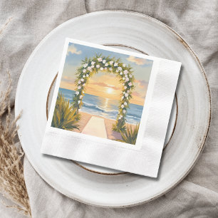 Beach Wedding Arch Floral Watercolor Napkin