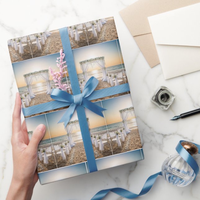 Beach Wedding Arch With Sunset Sky Wrapping Paper (Gifting)