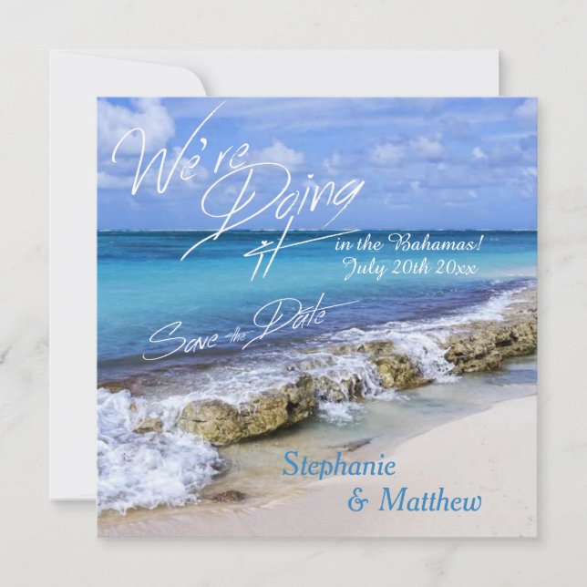 Beach Wedding Bahamas Save the Date (Front)