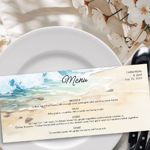 Beach Wedding Blue Ocean Coastal Themed Menu