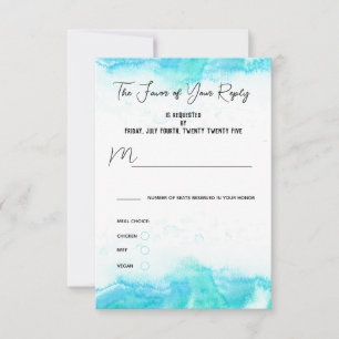 Beach Wedding Blue Waves Meal Choice RSVP Card
