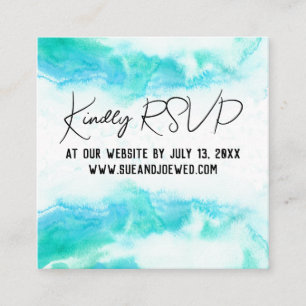 Beach Wedding Blue Waves Mini Website Enclosure Ca Card