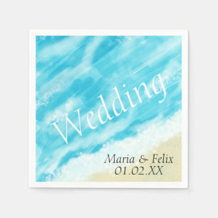 Beach Wedding Bridal Shower Sand Tropical Waves   Napkin