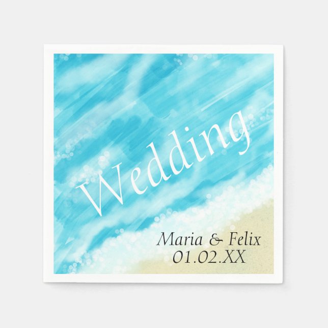 Beach Wedding Bridal Shower Sand Tropical Waves   Napkin (Front)