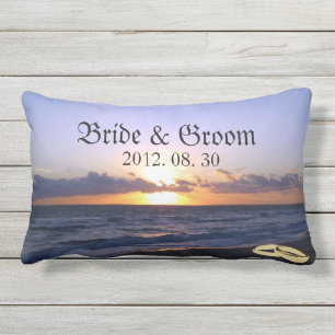 Beach Wedding Bride & Groom Keepsake Personalised Outdoor Cushion