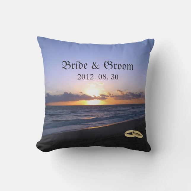 Beach Wedding Bride & Groom Keepsake Personalised Outdoor Cushion (Front)