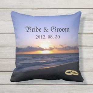 Beach Wedding Bride & Groom Keepsake Personalised Outdoor Cushion