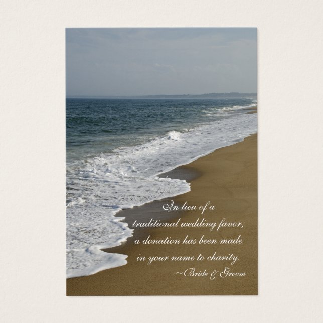 Beach Wedding Charity Favour Card (Front)