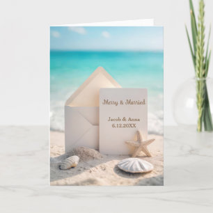 Beach Wedding Christmas With Starfish Holiday Card