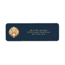 Beach wedding clam shell address stickers