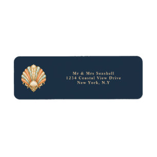 Beach wedding clam shell address stickers