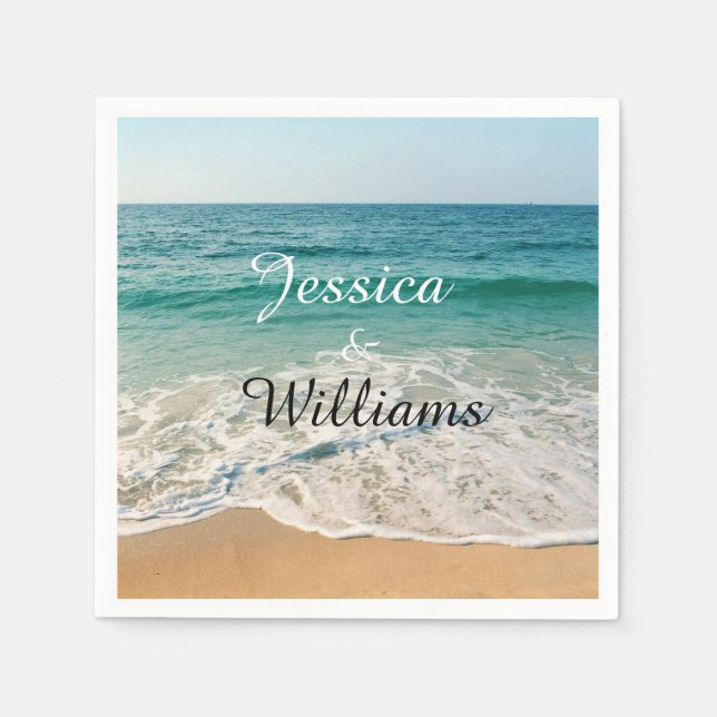 Beach Wedding Cocktail Napkin (Front)