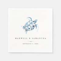 Beach Wedding Cocktail Napkins Sea Turtle