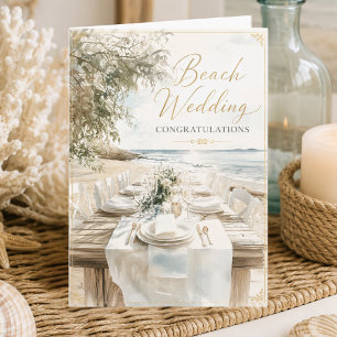 Beach Wedding Congratulations Coastal Wedding Day Card