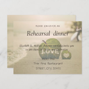 Beach Wedding Couple, Love  Rehearsal Dinner Invitation