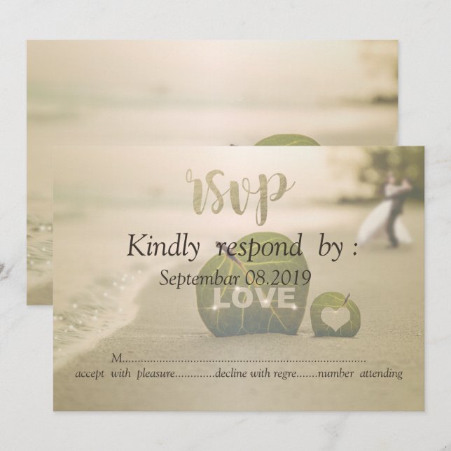 Beach Wedding Couple, Love  RSVP Invitation (Front/Back)