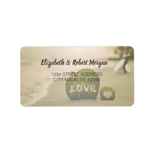 Beach Wedding Couple, Love  Wedding Label