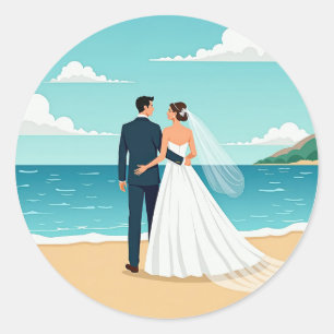 Beach Wedding Couple Sticker