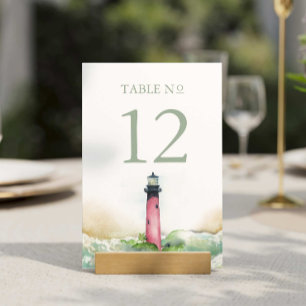 Beach Wedding Decor Lighthouse Table Number