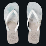 Beach Wedding Destination Personalised Thongs<br><div class="desc">Beach sand and surf waves with personalised faux passport stamp for a beach destination wedding.</div>