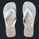 Beach Wedding Destination Personalised Thongs<br><div class="desc">Beach sand and surf waves with personalised faux passport stamp for a beach destination wedding.</div>