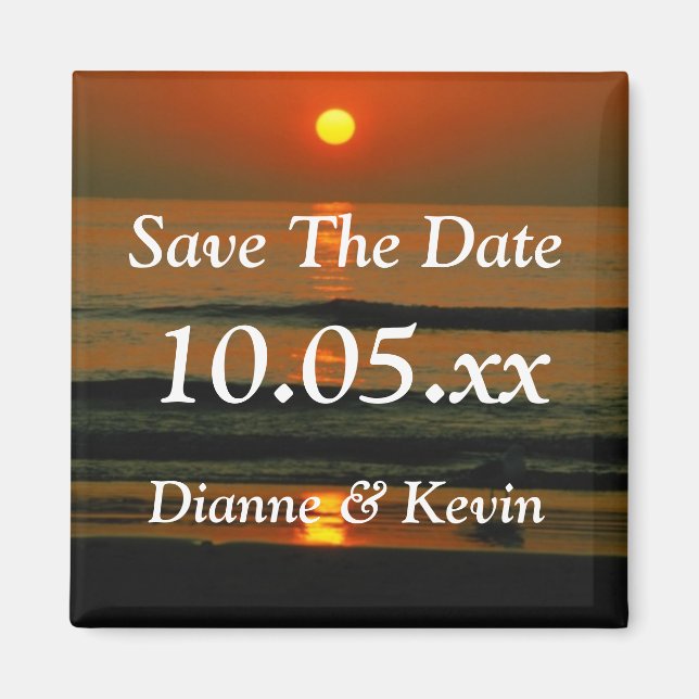 Beach Wedding Destination Sunset Photo Save Date M Magnet (Front)
