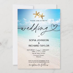 beach wedding destination tropical starfish sea invitation