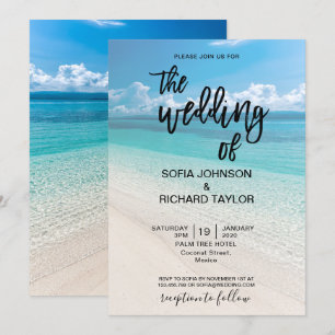 beach wedding destination tropical summer sea invi invitation