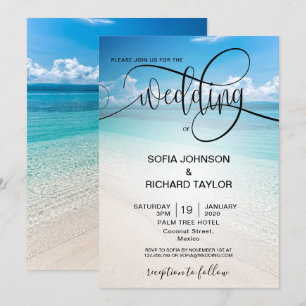 beach wedding destination tropical summer sea invitation