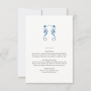 Beach Wedding Details Card Watercolor Seahorses