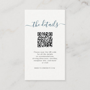Beach wedding details card with QR code