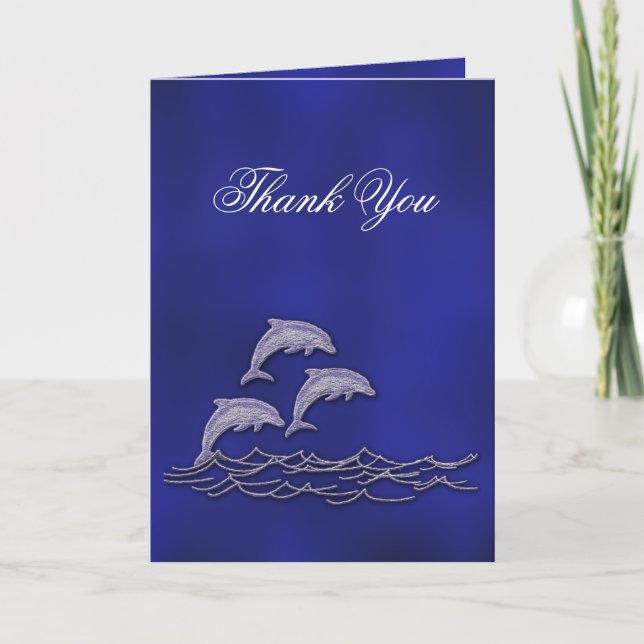 Beach wedding dolphin thank you card (Front)