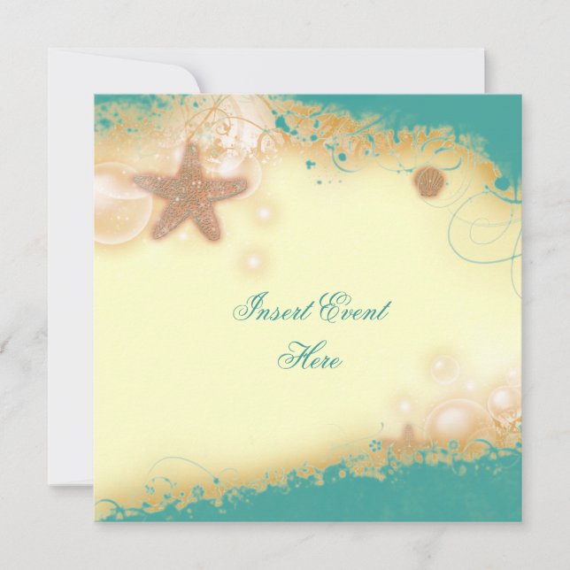 Beach wedding elegant party theme invitation (Front)