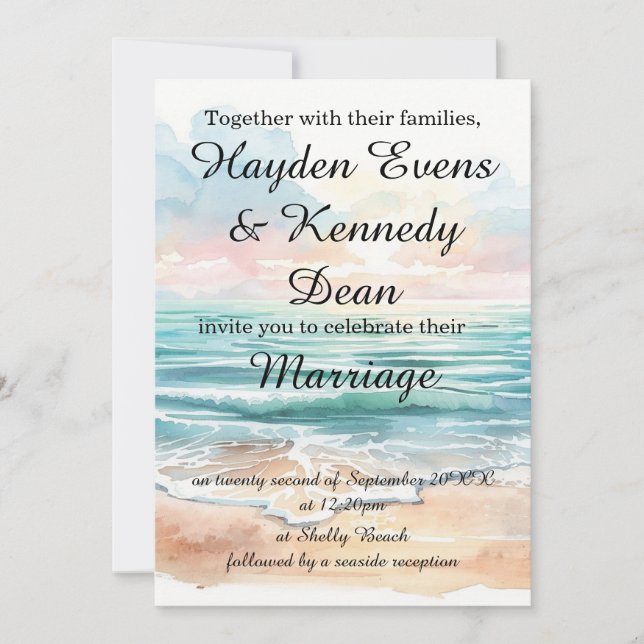 Beach Wedding/Engagment Invitation | Coastal  (Front)