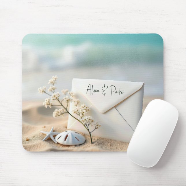 Beach Wedding Envelope In Sand Mouse Pad (With Mouse)
