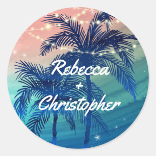Beach Wedding Envelope Seals   Tropical Palm Trees