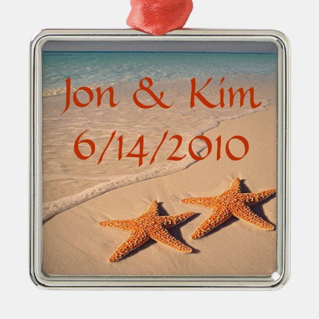 Beach Wedding Favour Ornament Gift (Front)