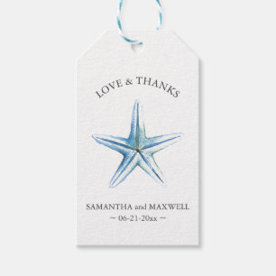Beach Wedding Favour Tags Watercolor Starfish