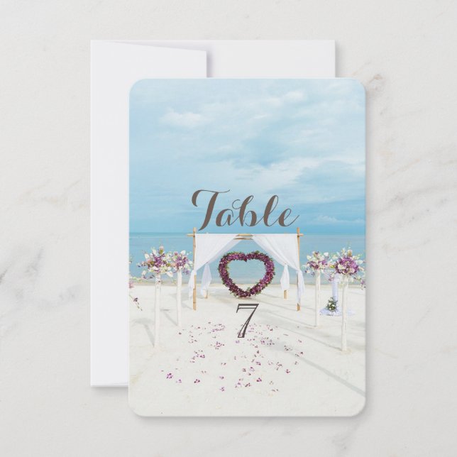 Beach Wedding,Floral Arbor  Table Card (Front)