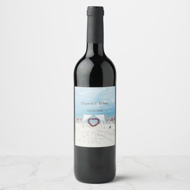 Beach Wedding Floral Arbor Wine Label (Front)