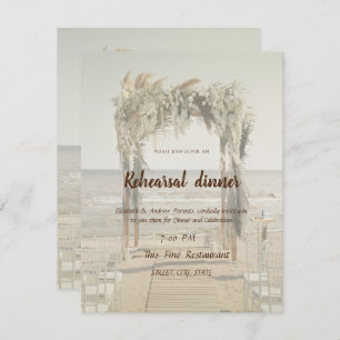 Beach Wedding Floral Arch Rehearsal Dinner Invitation