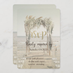 Beach Wedding Floral Arch RSVP Invitation