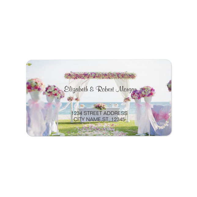 Beach Wedding Floral  Wedding Label (Front)