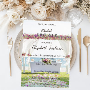 Beach Wedding Flowers  Bridal Shower Invitation